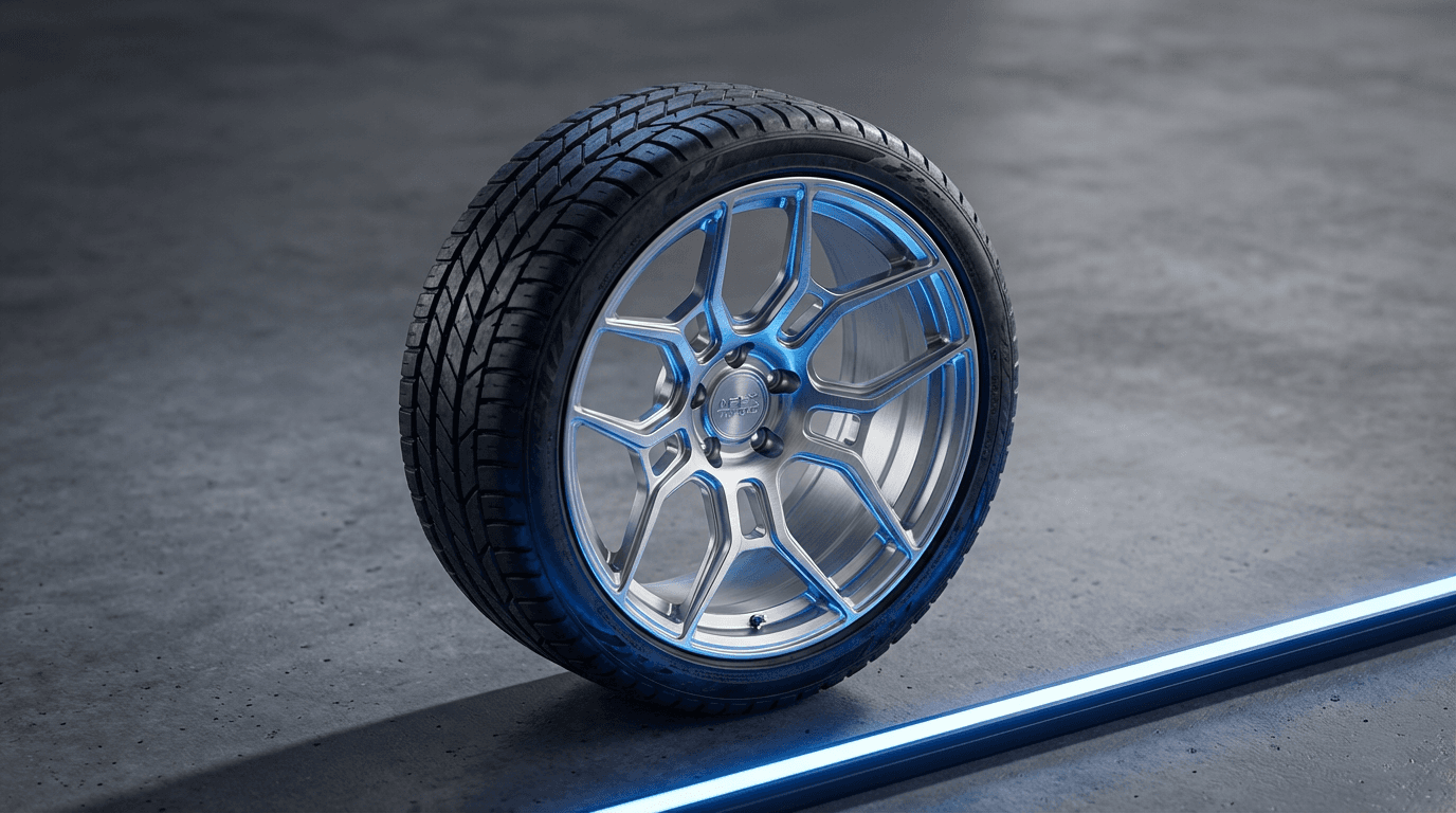 Close-up of a white SUV wheel with the left half caked in brake dust and the right half deep cleaned showing the original alloy shine.